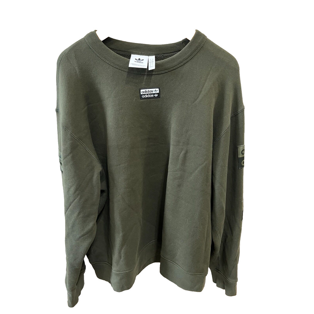 NWOT Adidas originals Men's Sporty casual patchwork logo Sleeves Sweatshirt Sz-L